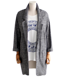 沙亚麻JK  - 黑色沙夹克和底纹看起来并不适合