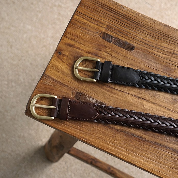 Grain Mesh Leather Belt