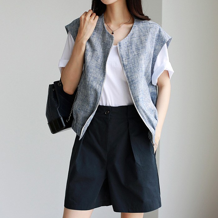 Herringbone Linen Vest