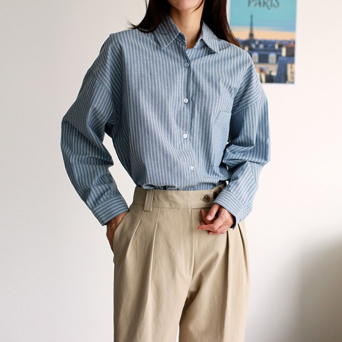 Henry stripe long shirt