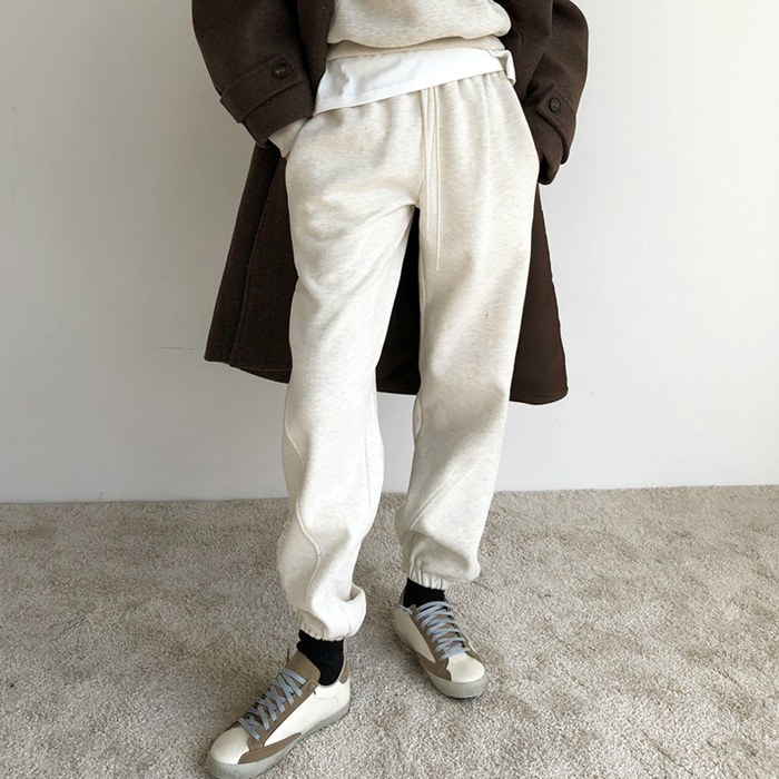 Diagonal Incision Double Brushed Jogger Pants
