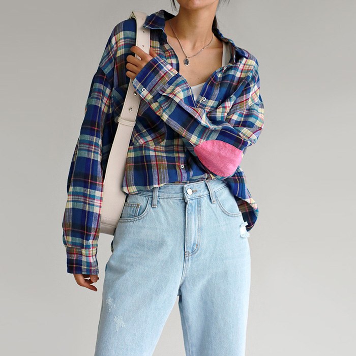 Elbow Point Check Linen Shirt