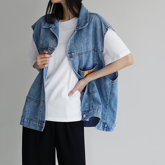 Smile Denim Long Vest