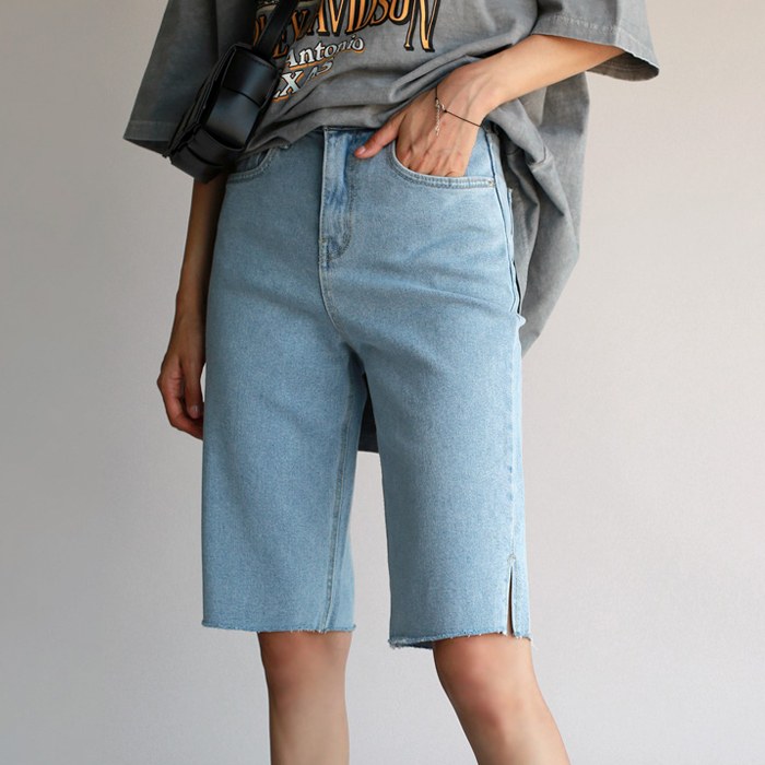 Slim Slit Half Denim