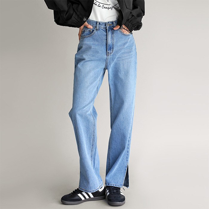 Slit Light Washing Denim