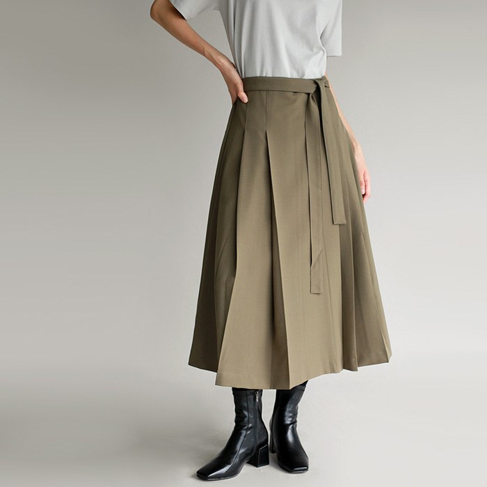 Pleats Belt Skirt