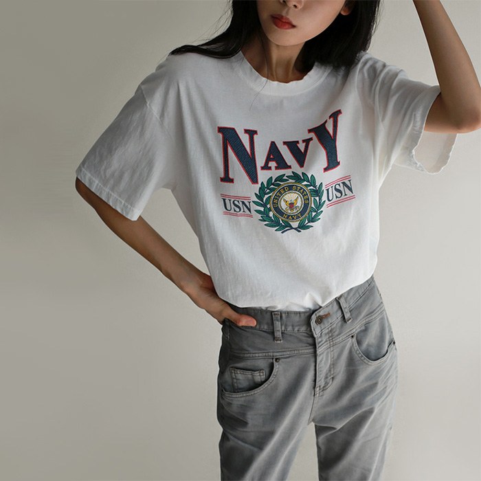 NAVY Half Tee