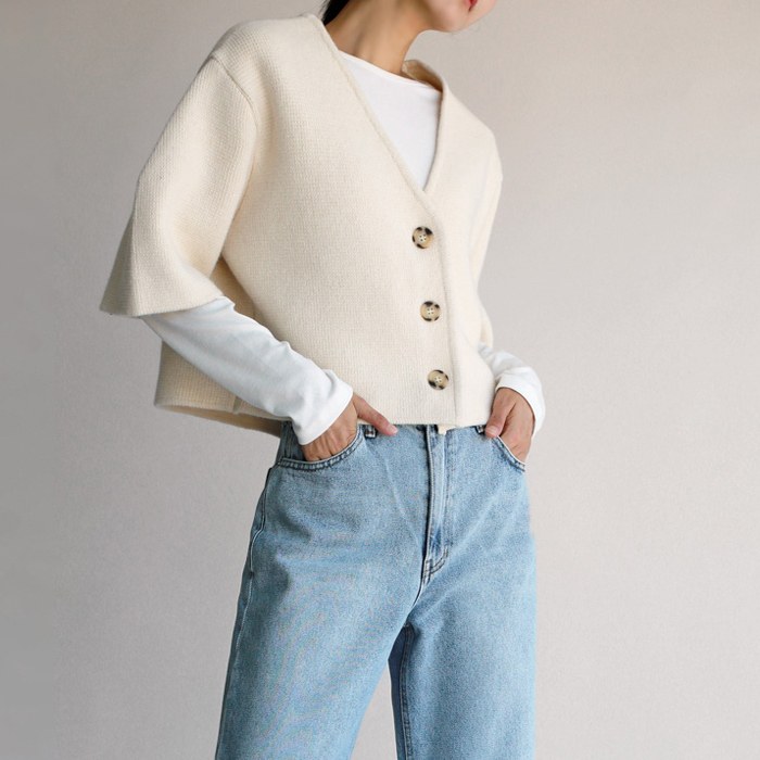 Crop 7bu Sleeve Cardigan