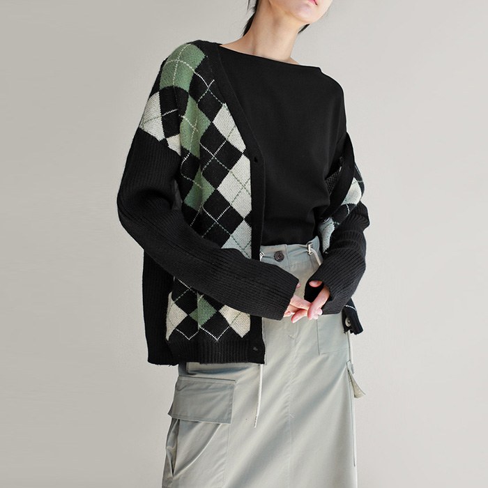 Argyle Well Padded Cardigan