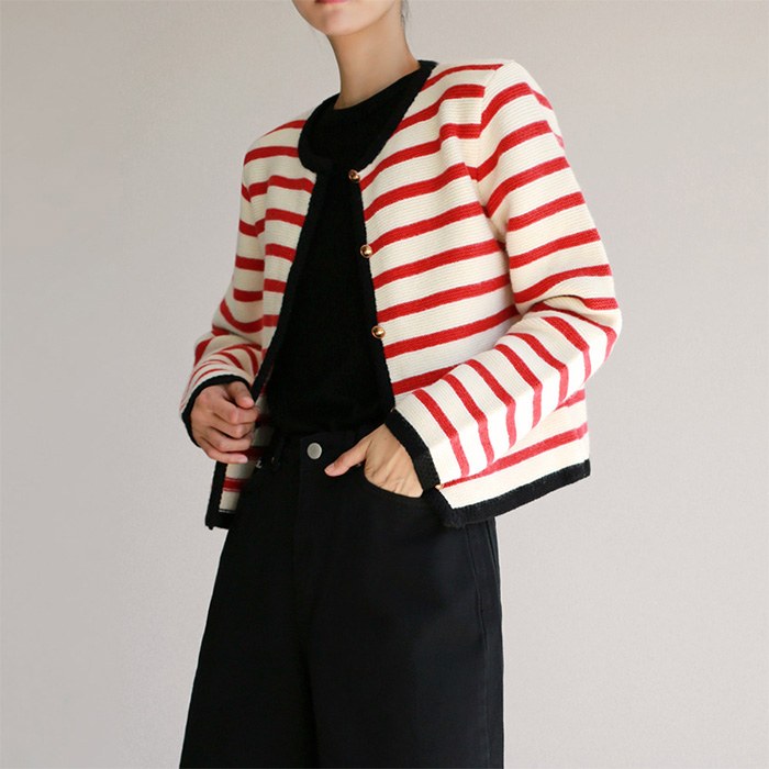 Stripe Shoulder Pad Cardigan