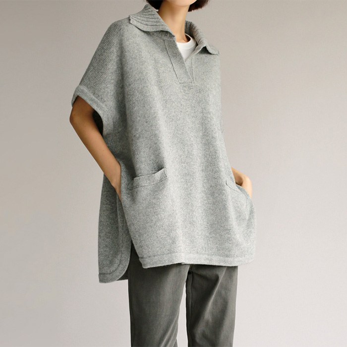 Neck button long knit