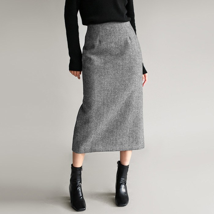 Herringbone Wool Skirt