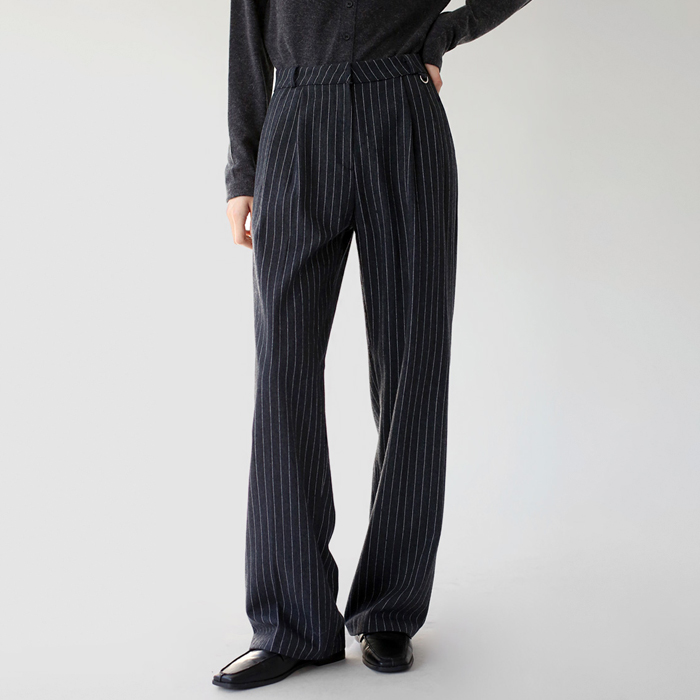 Pinstripe Wool Slacks