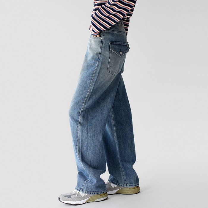 Back pocket denim pants
