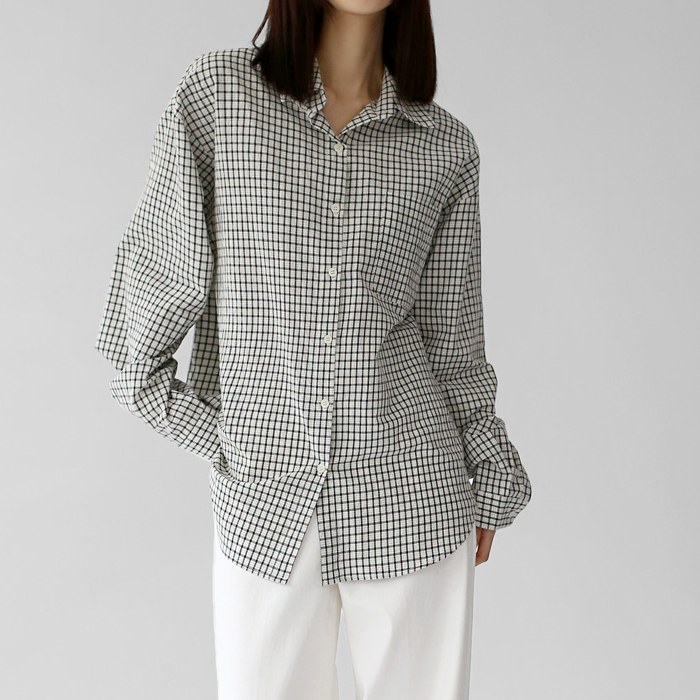 Simple check long shirt