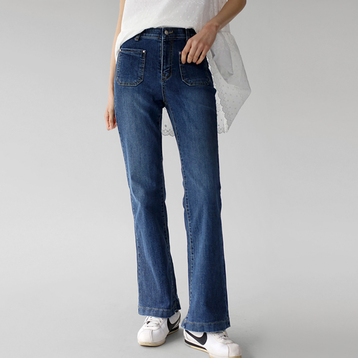 Pocket bootcut denim pants