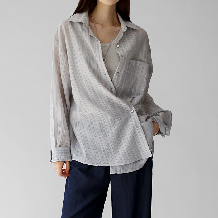 Sheer wrap long shirt