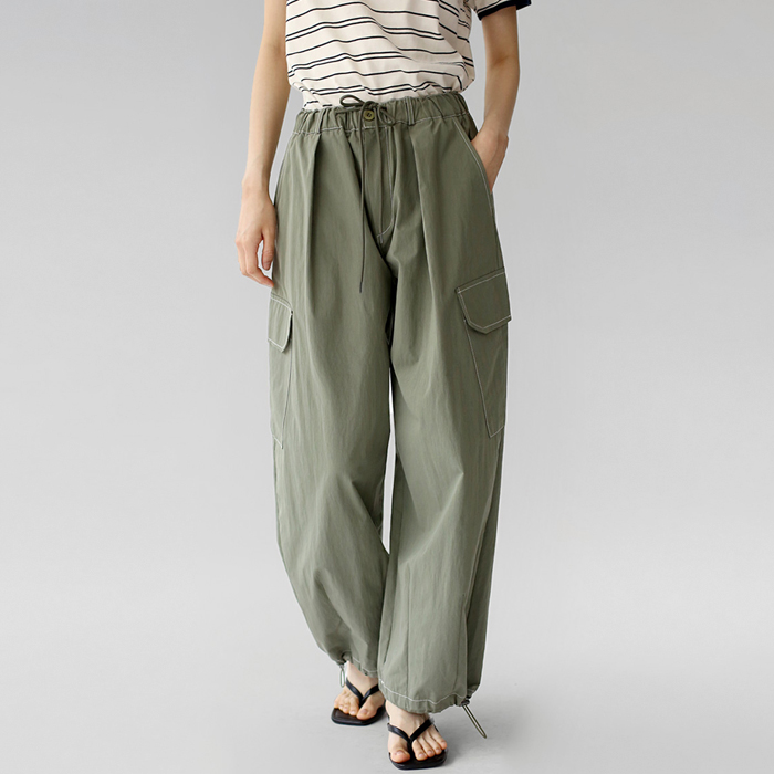 Stitch Cargo Barrel Leg Pants