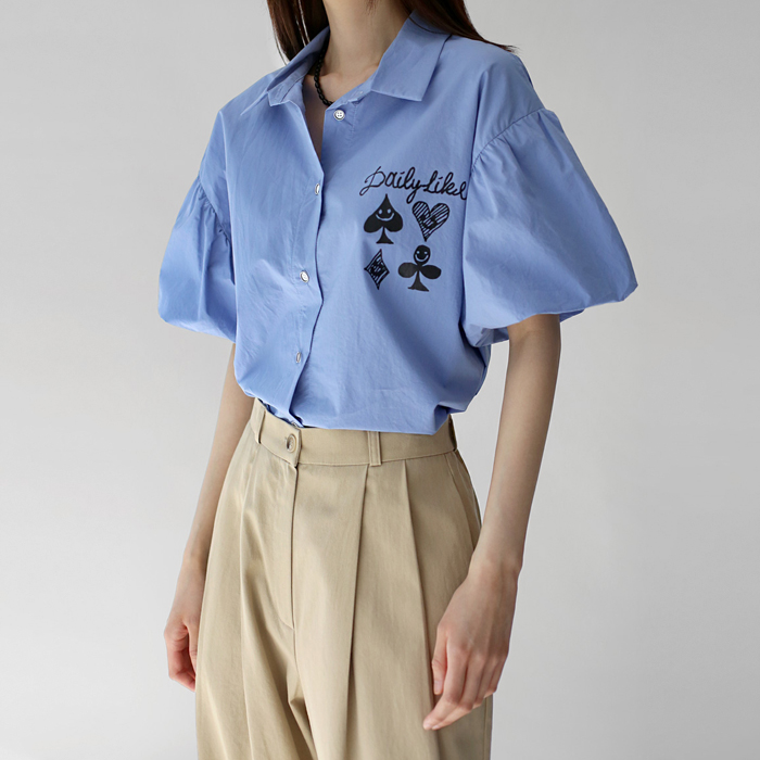 Double sleeve shirring shirt