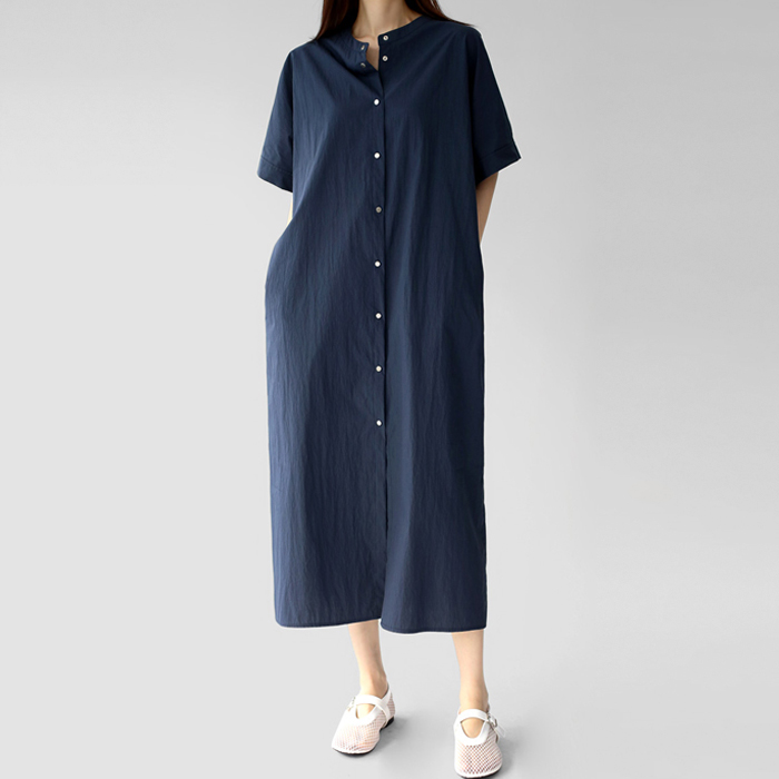 Snap shirt long one-piece