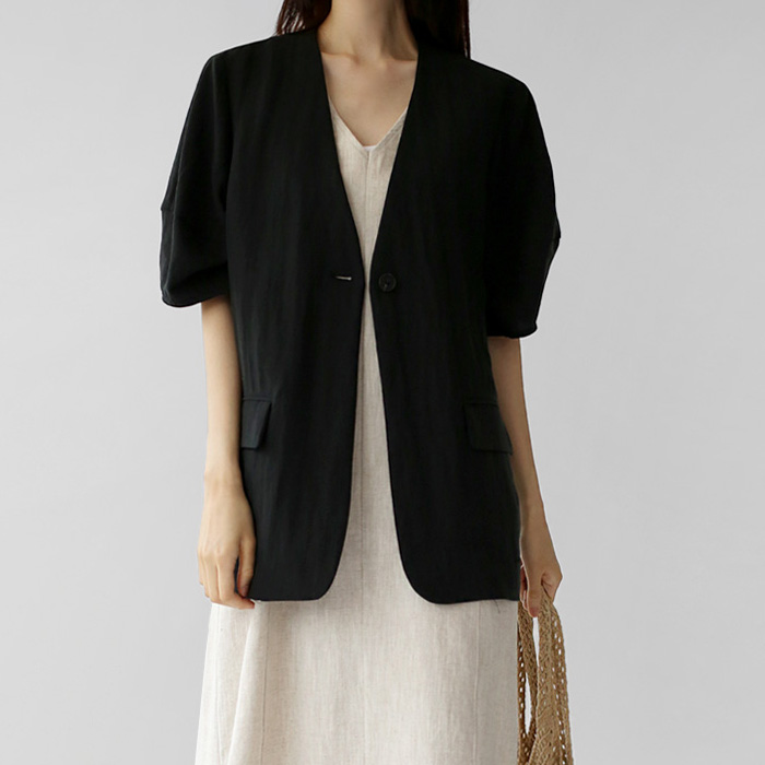 Linen collarless jacket
