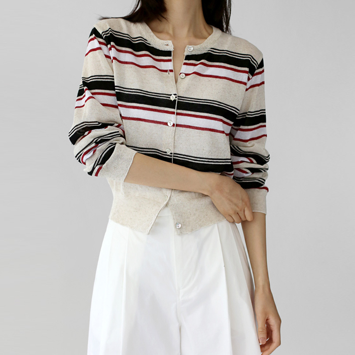 Linen Stripe Cardigan