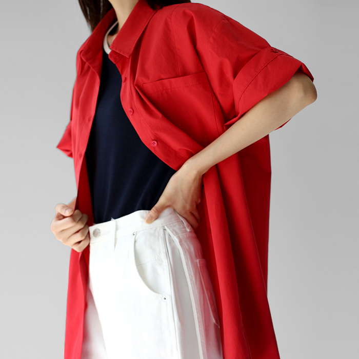 Roll-up button long shirt