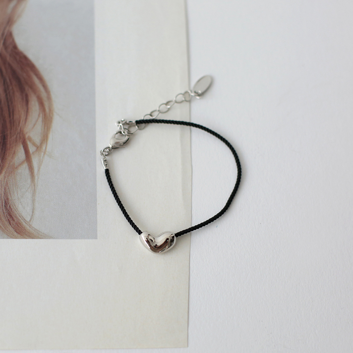 Heart Black String Bracelet