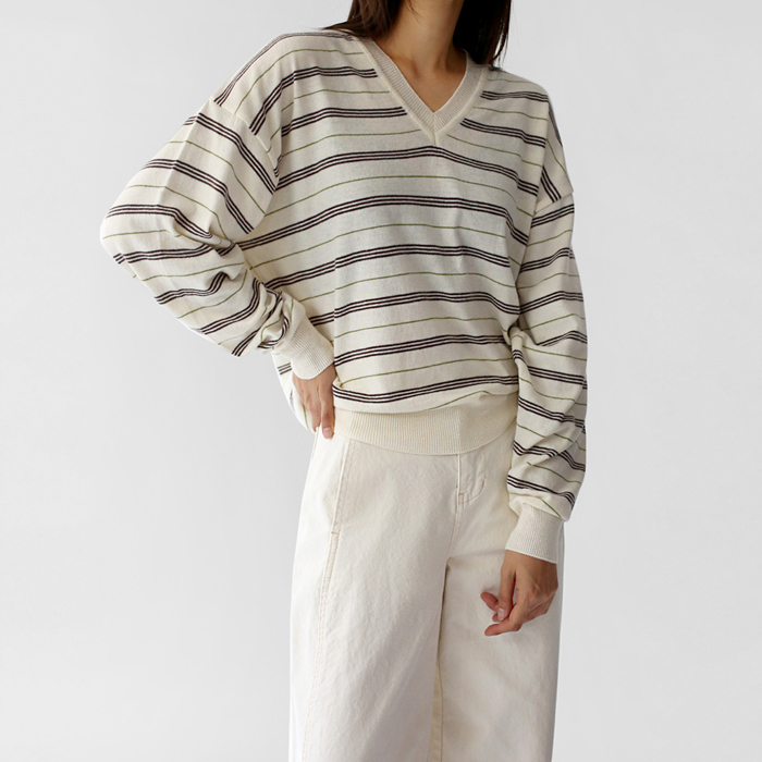 【秋冬新品 5% Off】平底鞋，条纹针织上衣