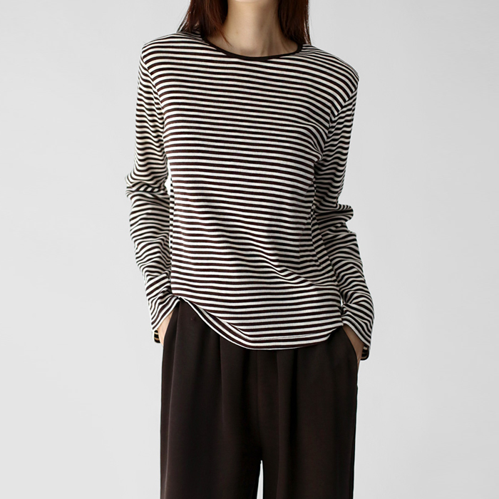 Ribbed Slim Striped Tee
