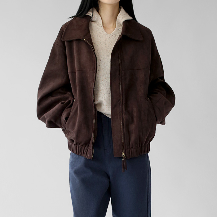 Suede two-way blouson