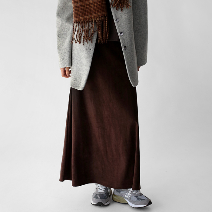 【秋冬新品 5% 折扣】毛绒混纺长裙