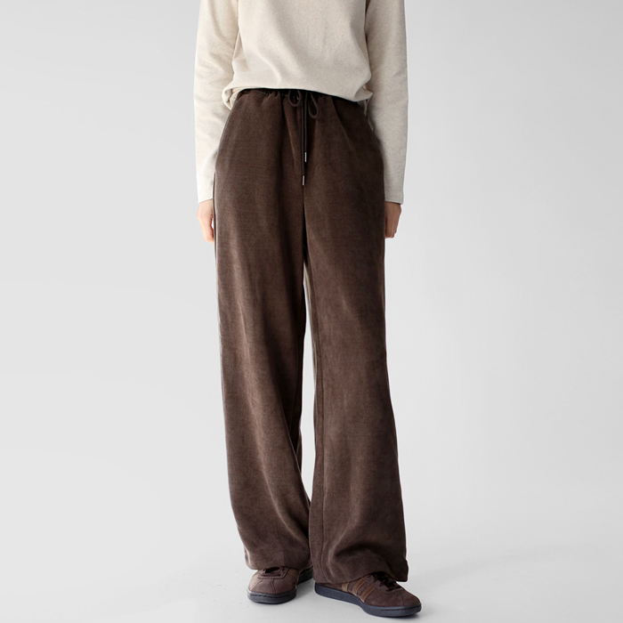 Color block fleece wide pants