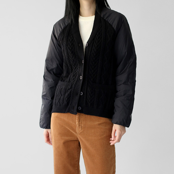 【秋冬新品5%折扣】鸭绒丝针织撞色开衫外套