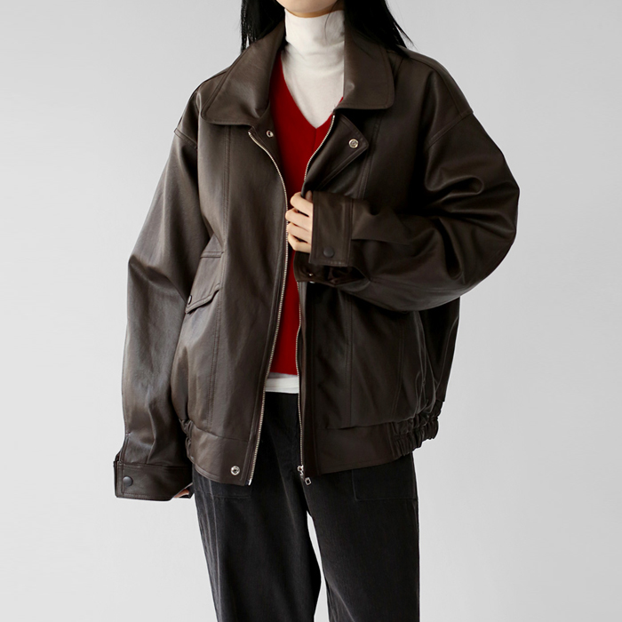 【秋冬新品 5% 折扣】羊皮衬里皮夹克