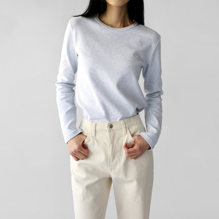 【秋冬新品 5% 折扣】蜜桃色加厚基础款T恤