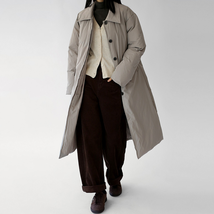 Single-collar down blend long coat