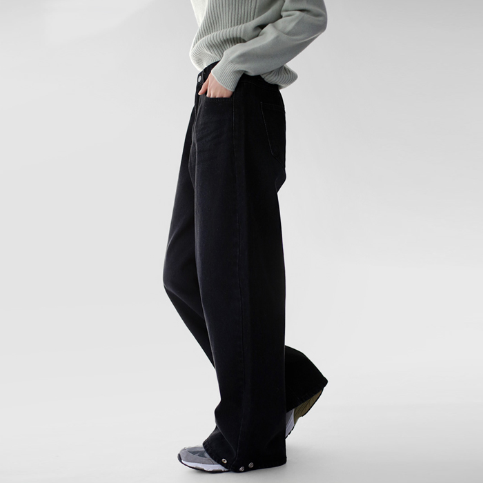 【新品7折优惠 - 截止至17日上午11点】阔腿牛仔裤，裤脚带按扣