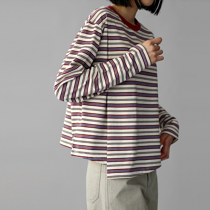 【新品7折-16日上午11点为止】肩针扎条纹T恤