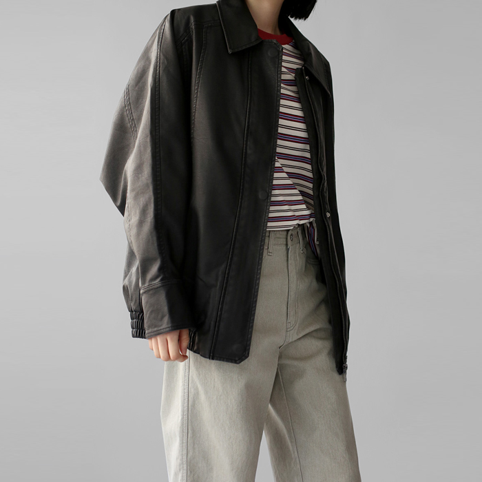 [新品7折-16日上午11点为止] 旧/旧水洗皮革骑士皮夹克