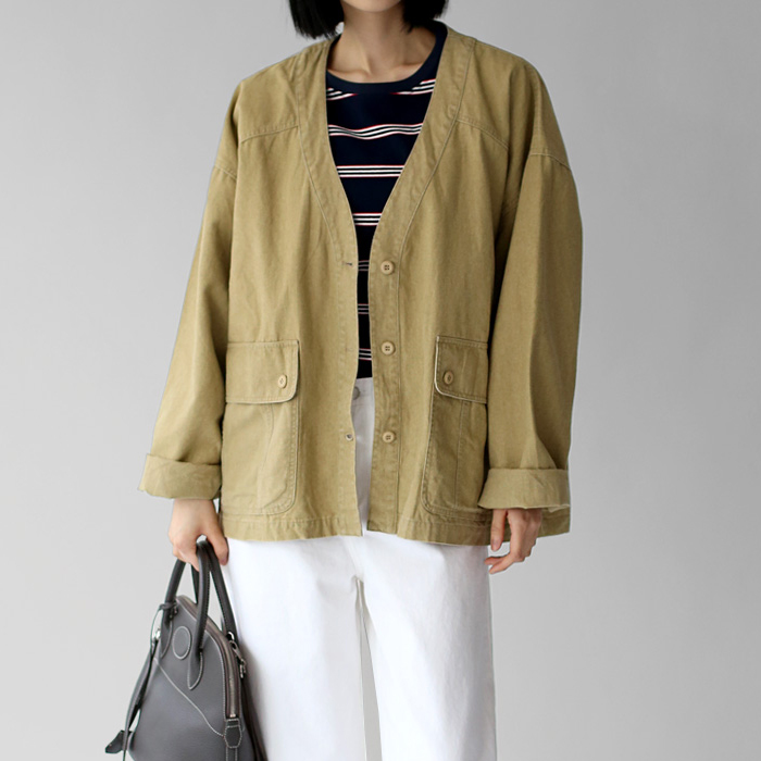 【新品7折 - 截止至6日上午11点】复古水洗V领夹克