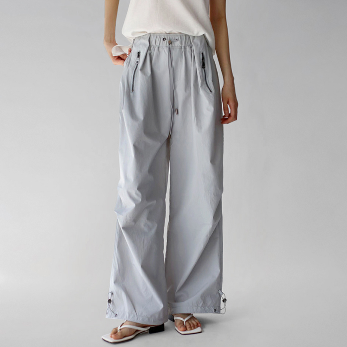 【新品7折 - 截止至29日上午11点】口袋拉链降落伞裤