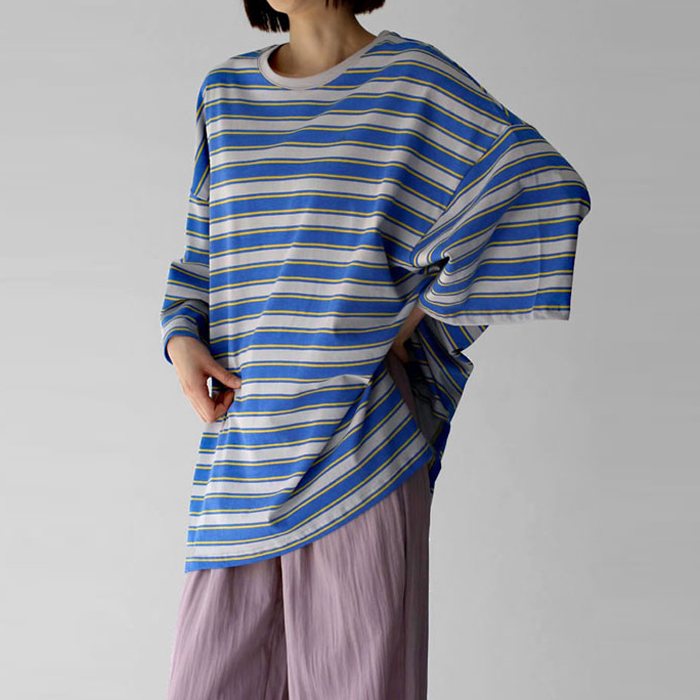 Oversized striped long tee