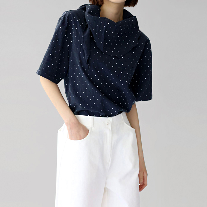 Dot scarf blouse