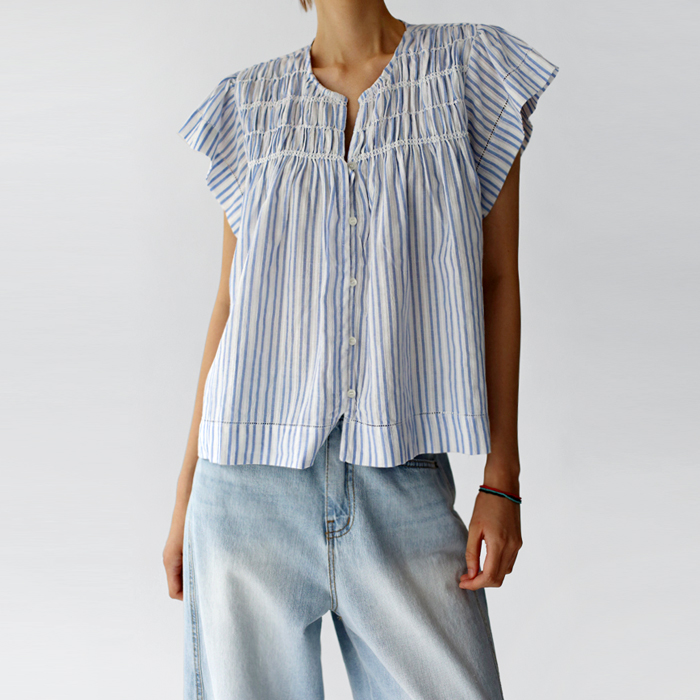 Shirred open blouse