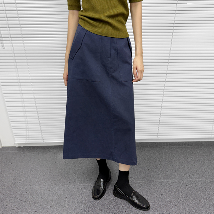 【新品7折 - 截止7日上午11点】斜插翻盖口袋半身裙