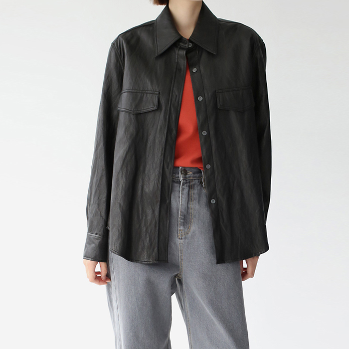 【新品7%折扣 - 截止至23日上午11点】环保皮革衬衫外套