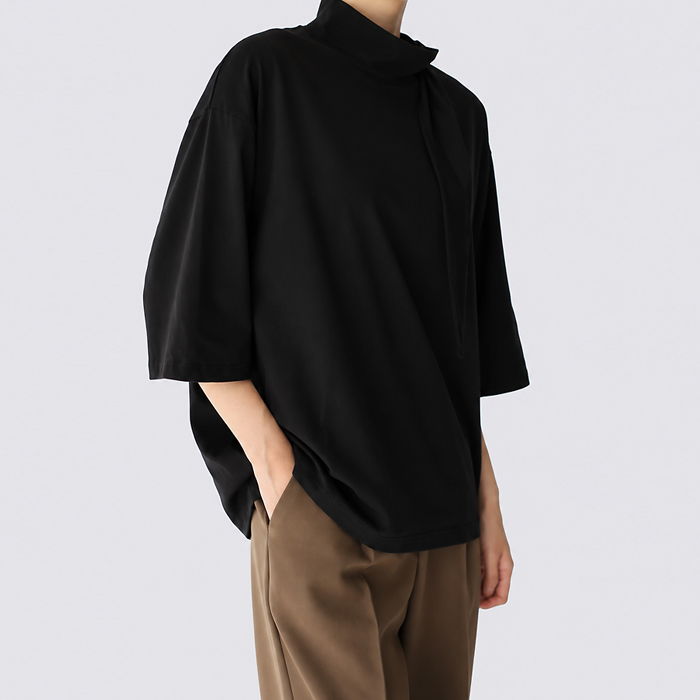 Tie-neck oversized tee